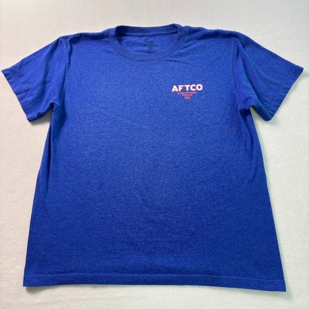 Boys AFTCO‎ T-Shirt Size Medium Blue Short Sleeve Fishing/ Outdoor